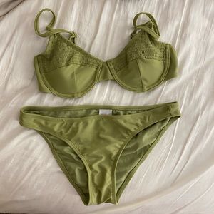 Green target bathing suit top & bottom